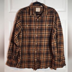 RedHead Brown & Black Plaid Flannel Button-Up Shirt Large